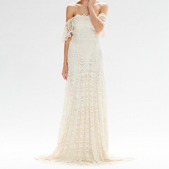 Kite and Butterfly Dresses & Skirts - Kite & Butterfly Guipure lace Crochet Off Shoulder Ivory Wedding Gown Boho Beach